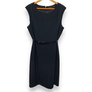 The Limited women's plus size black bow belted sleeveless sheath dress SZ 14